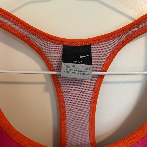 NIKE vintage retro pink and orange striped exercise tank top - Picture 2 of 4